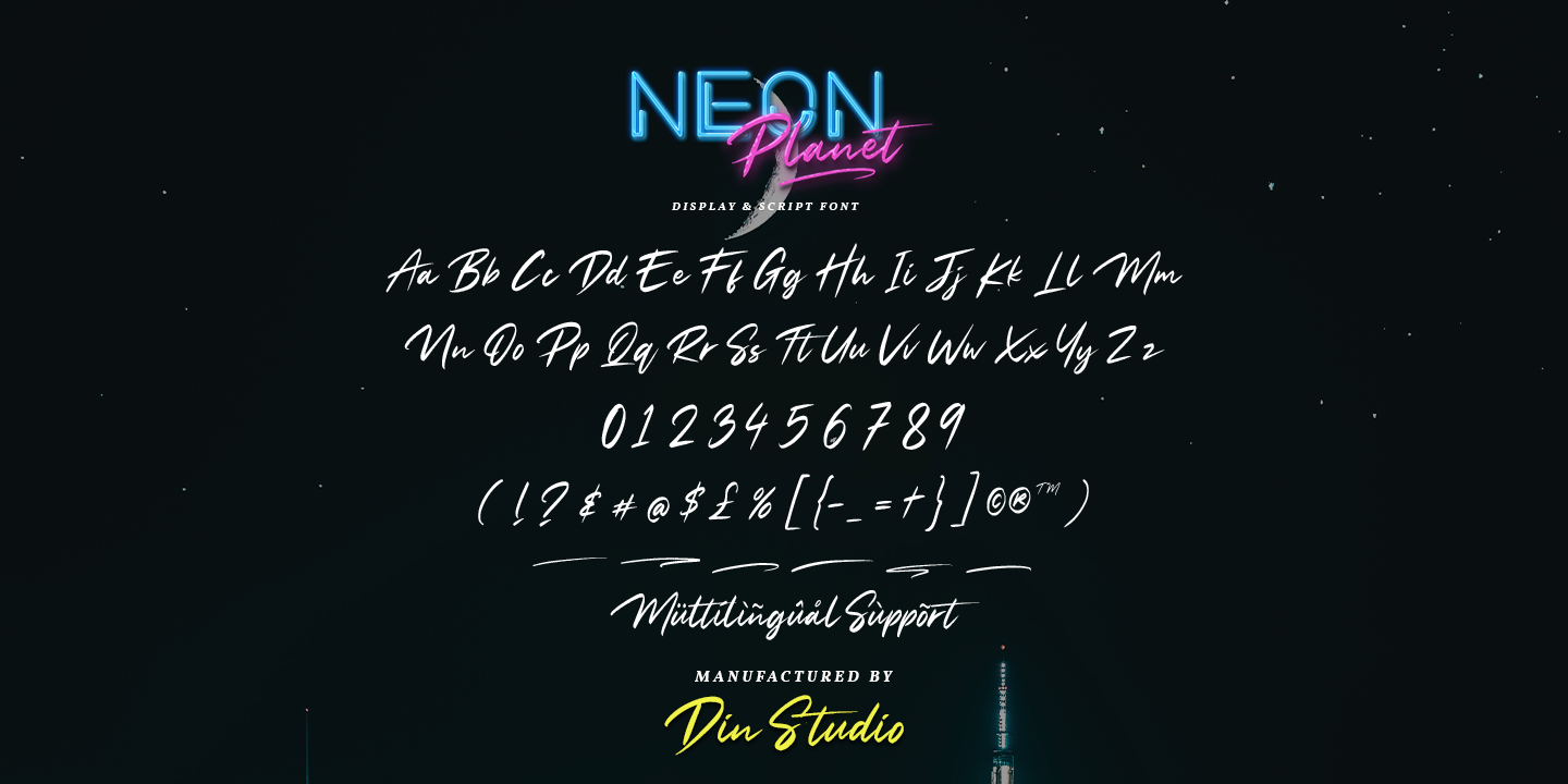 Ejemplo de fuente Neon Planet Script